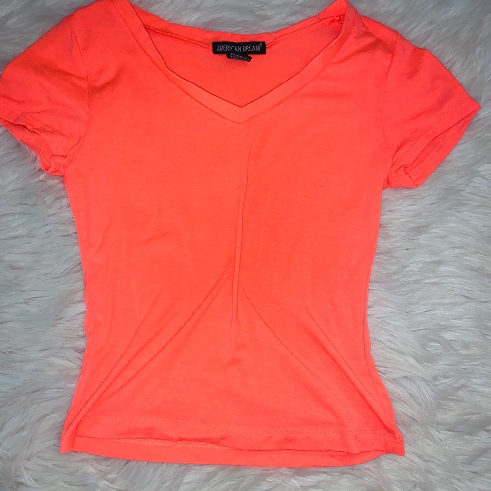 Vibrant Pink V Neck Tee